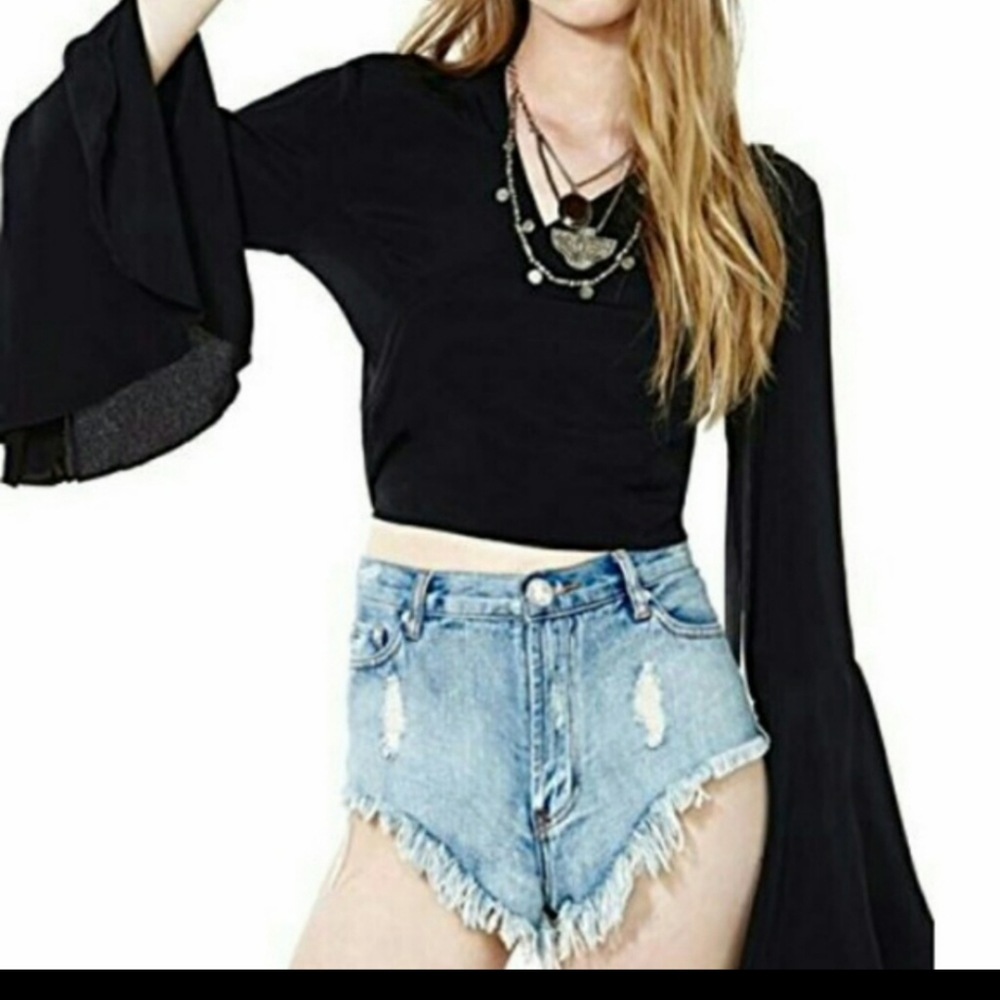 Free People Bell Sleeve Wrap Top